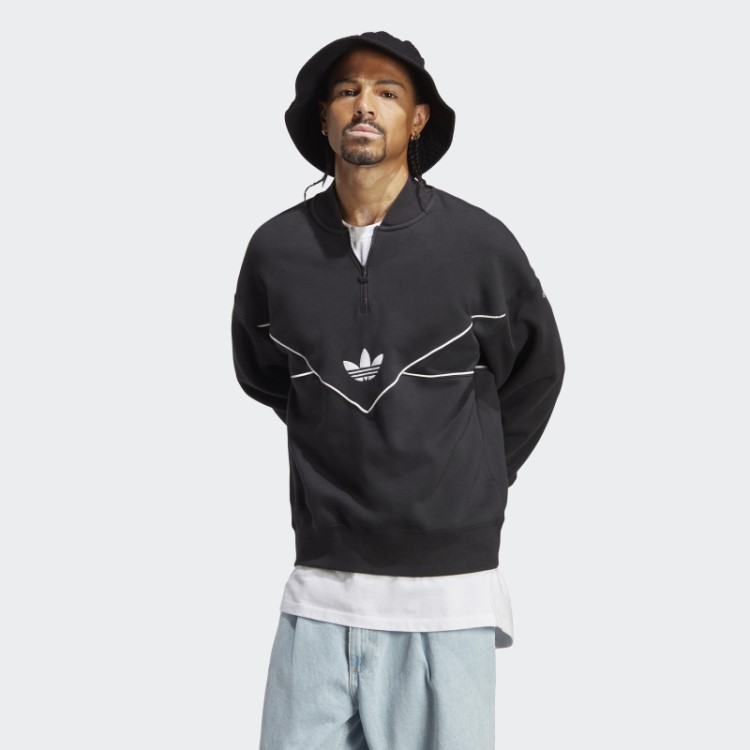Moletom Preto Adidas Adicolor Arquivo Sazonal Com Meio Zíper