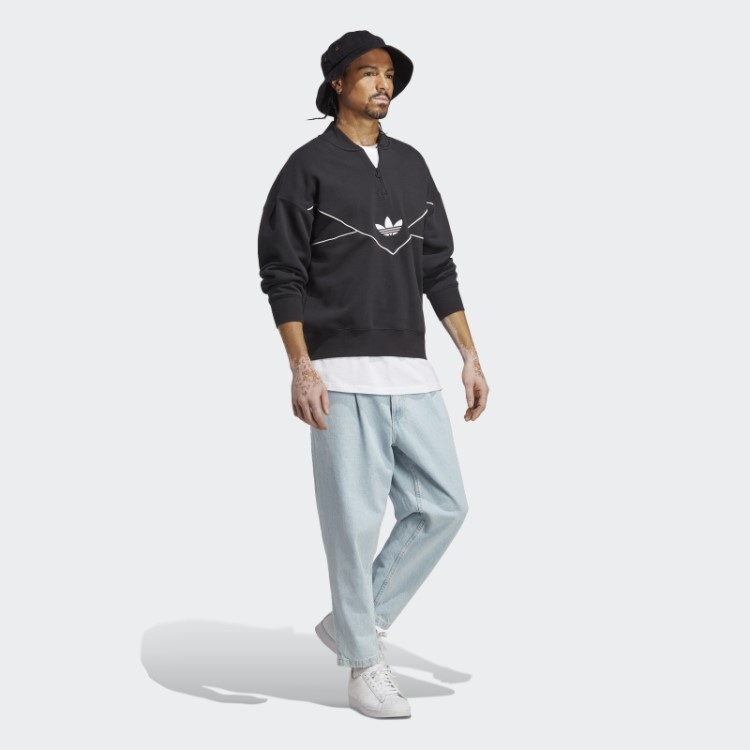 Moletom Preto Adidas Adicolor Arquivo Sazonal Com Meio Zíper