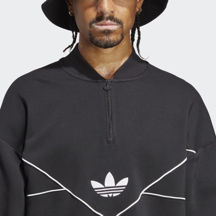 Moletom Preto Adidas Adicolor Arquivo Sazonal Com Meio Zíper