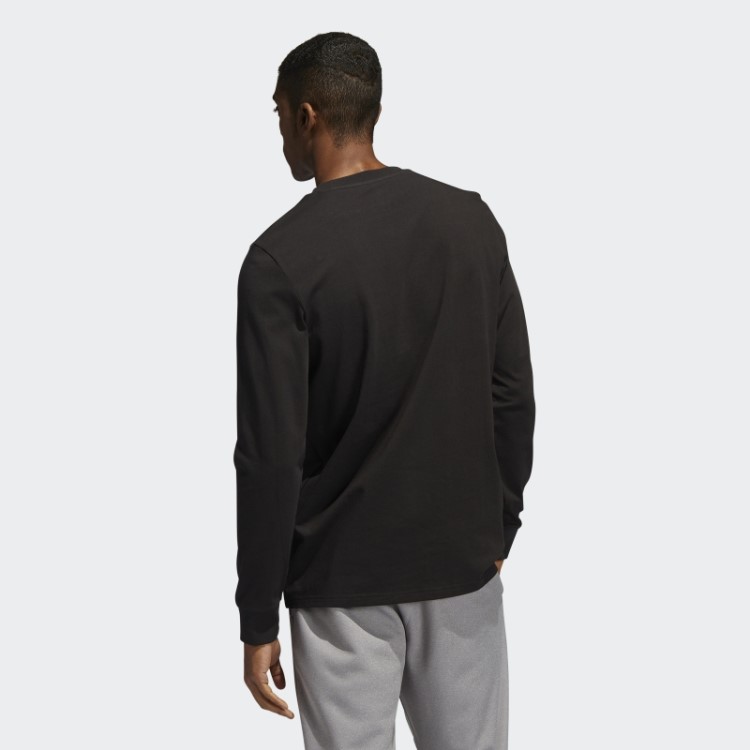 Camiseta Manga Longa Estampada Com Bordado Adidas Preta