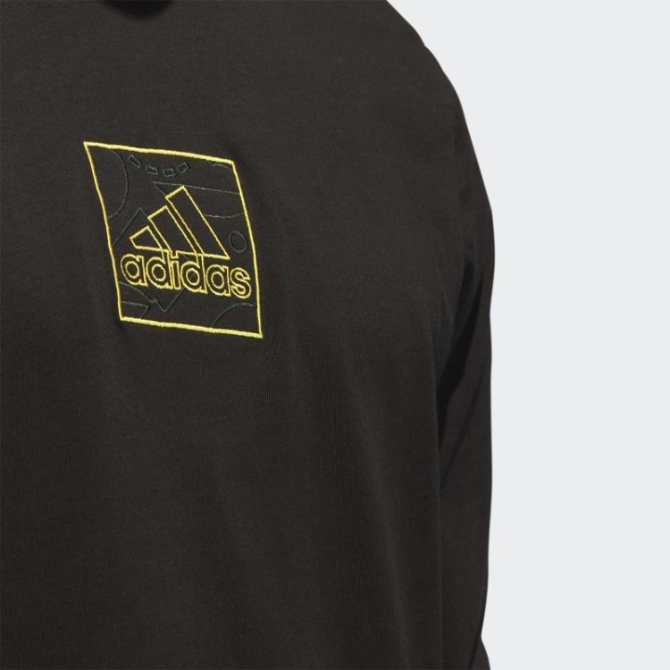 Camiseta Manga Longa Estampada Com Bordado Adidas Preta