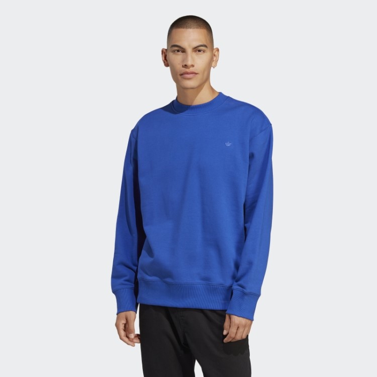 Moletom French Terry Azul Adidas Adicolor Contempo Crew
