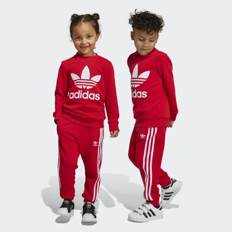 Conjunto De Tripulação Adicolor Escarlate Adidas