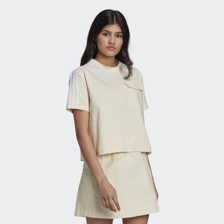 Camiseta Solta Branca Adicolor Classics Popeline Costas Adidas