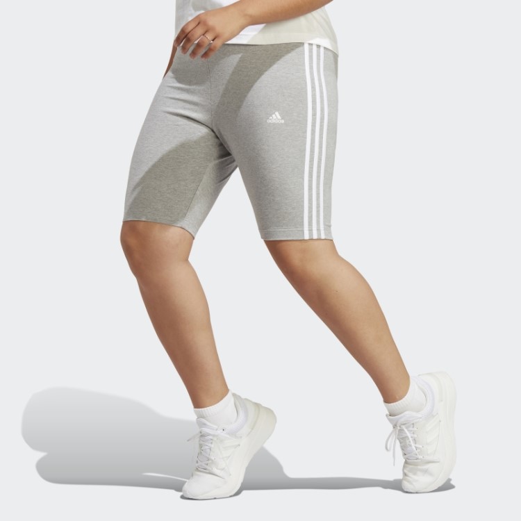 Shorts De Ciclismo Com As Três Listras Essentials (tamanho Grande) Cinza Médio Adidas