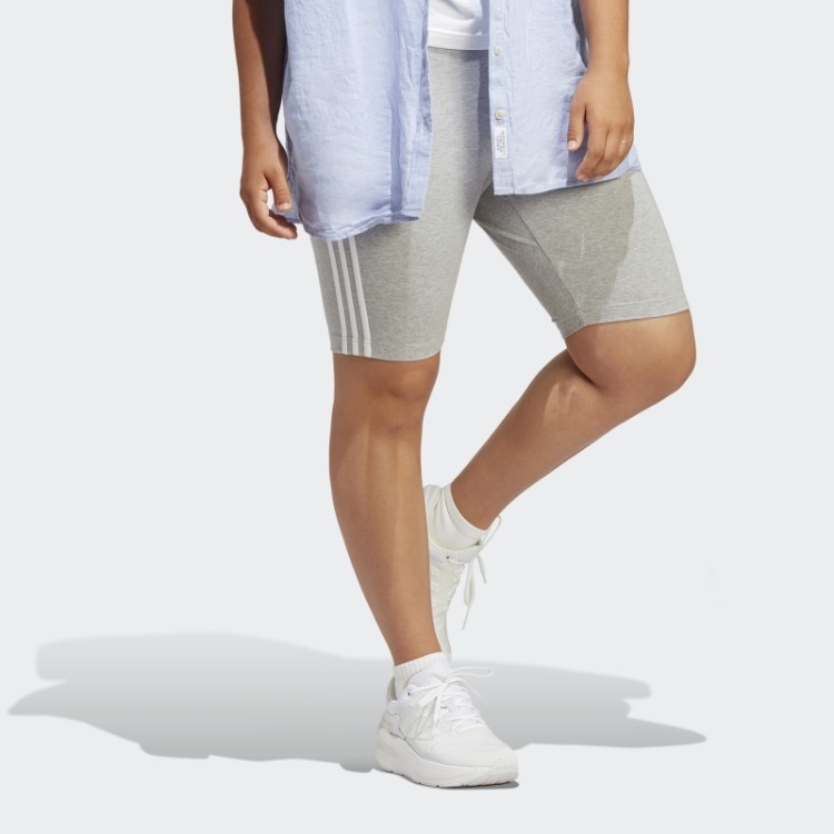 Shorts De Ciclismo Com As Três Listras Essentials (tamanho Grande) Cinza Médio Adidas