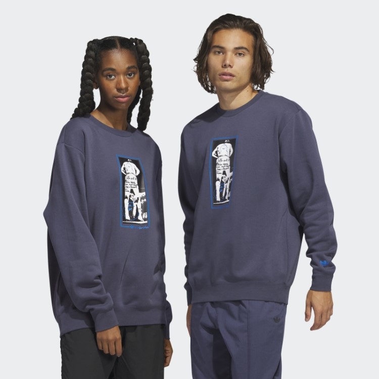 Adidas Moletom Marinho Com Estampa Shmoofoil Decote Careca
