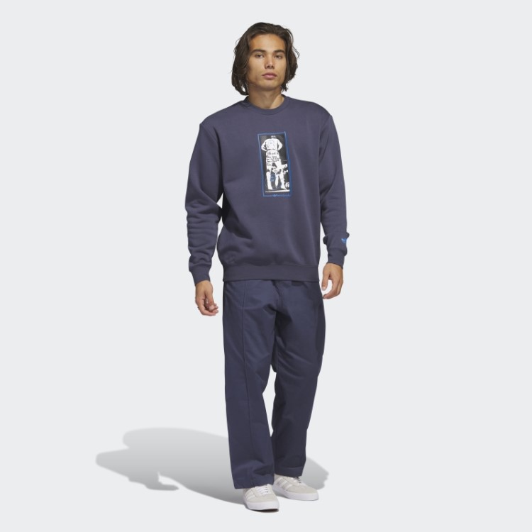 Adidas Moletom Marinho Com Estampa Shmoofoil Decote Careca