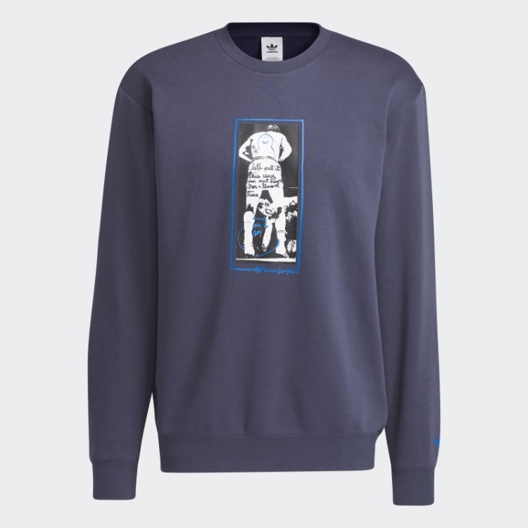 Adidas Moletom Marinho Com Estampa Shmoofoil Decote Careca