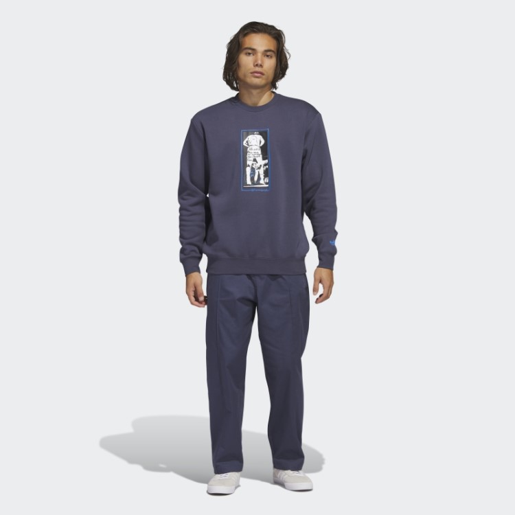 Adidas Moletom Marinho Com Estampa Shmoofoil Decote Careca
