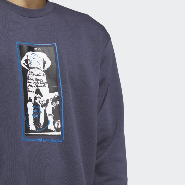 Adidas Moletom Marinho Com Estampa Shmoofoil Decote Careca