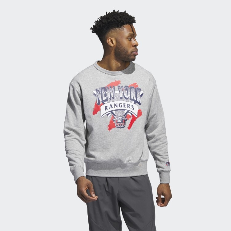 Moletom Vintage Crew Adidas Rangers Cinza Médio
