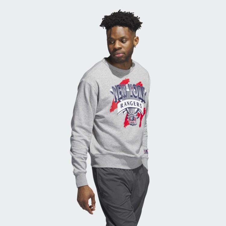 Moletom Vintage Crew Adidas Rangers Cinza Médio
