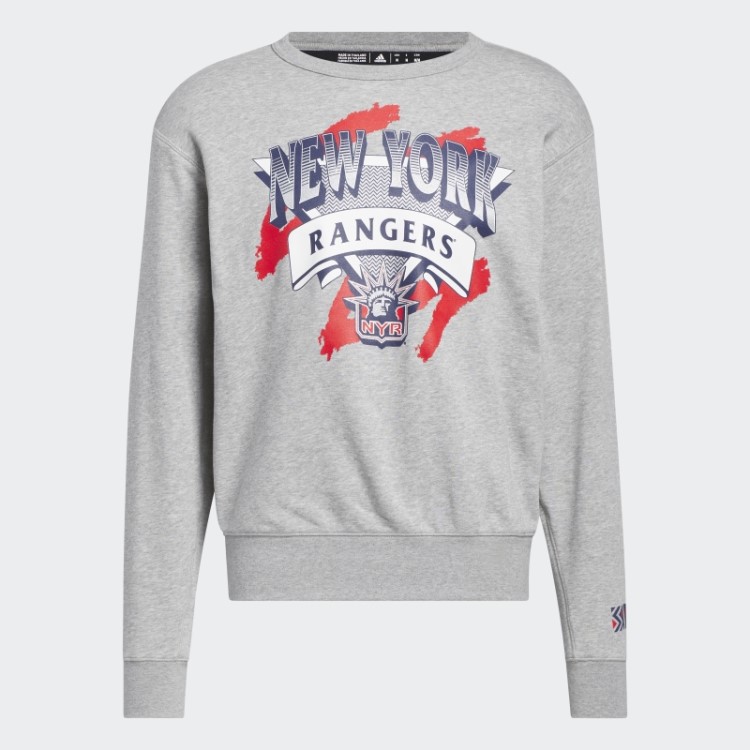 Moletom Vintage Crew Adidas Rangers Cinza Médio