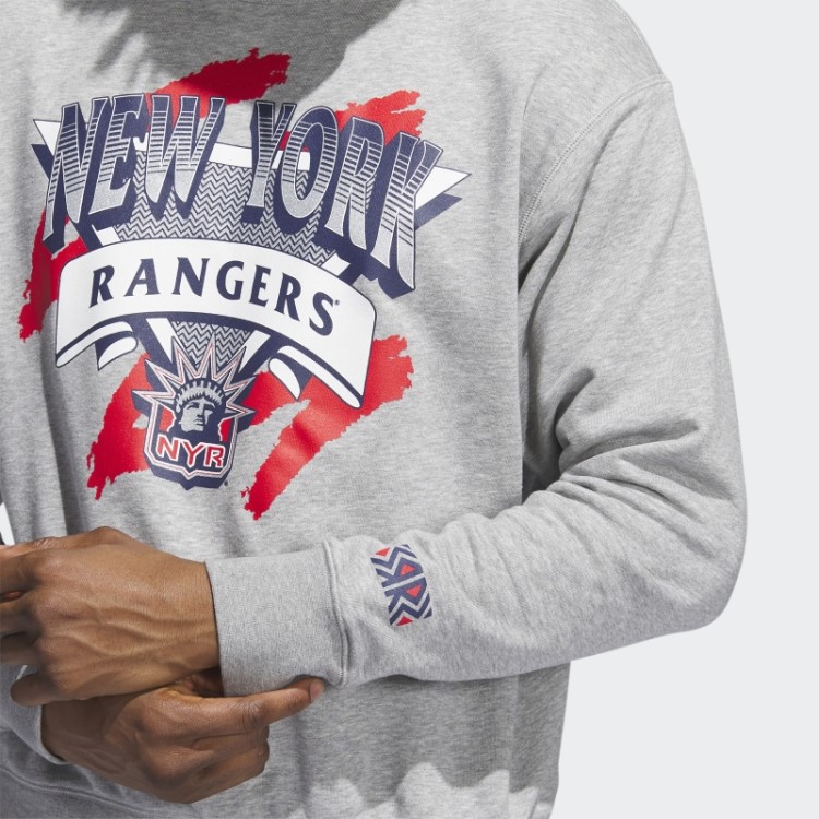 Moletom Vintage Crew Adidas Rangers Cinza Médio