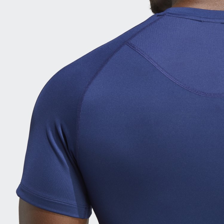 Camiseta De Treino Com As Três Listras Techfit Adidas Azul Escuro