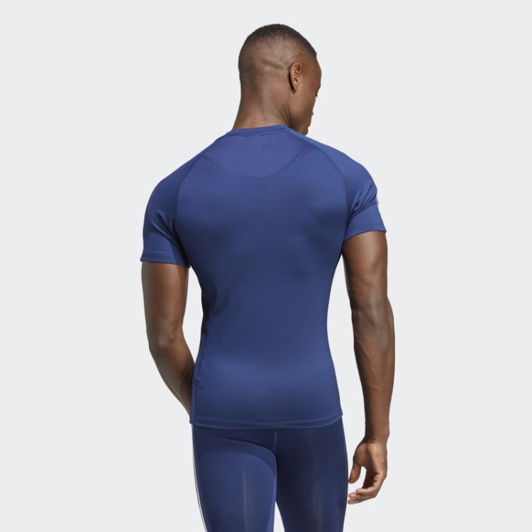 Camiseta De Treino Com As Três Listras Techfit Adidas Azul Escuro