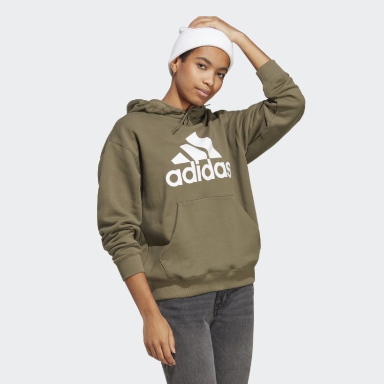 Moletom Oversized French Terry Verde Oliva Essentials Com Capuz Adidas