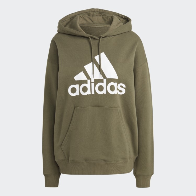 Moletom Oversized French Terry Verde Oliva Essentials Com Capuz Adidas