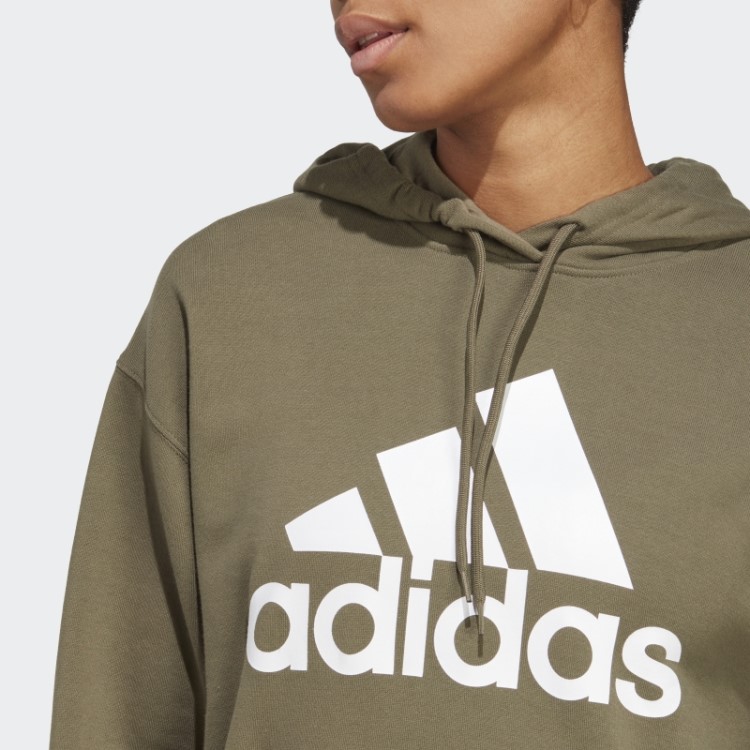 Moletom Oversized French Terry Verde Oliva Essentials Com Capuz Adidas