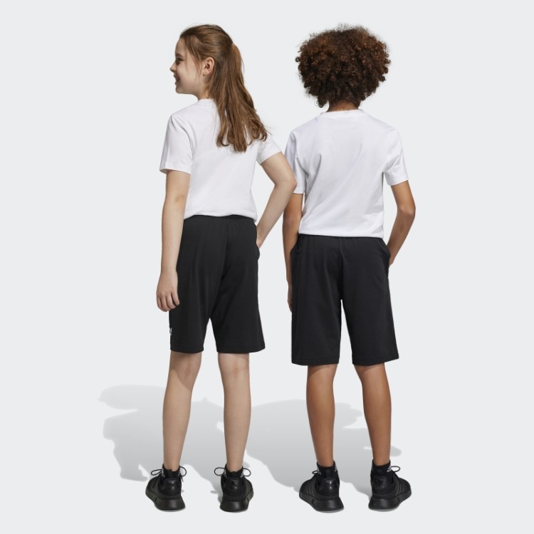 Bermuda Preta De Algodão Adidas Essentials Com Logo Grande
