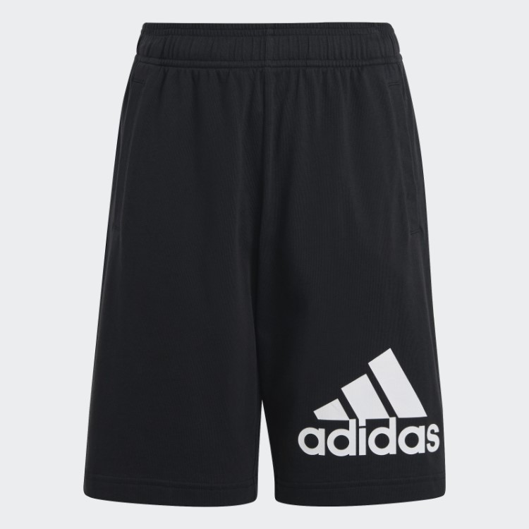 Bermuda Preta De Algodão Adidas Essentials Com Logo Grande
