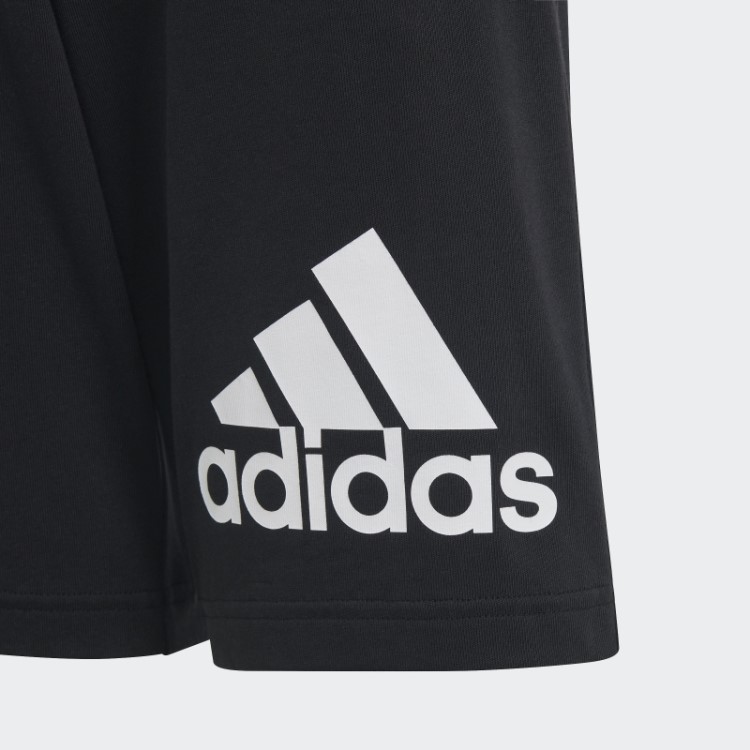 Bermuda Preta De Algodão Adidas Essentials Com Logo Grande