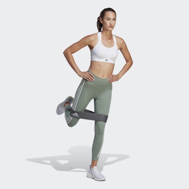 Optime Train Icons 3 Listras 7/8 Leggings Adidas Verde Prateado