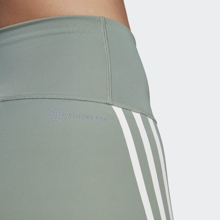 Legging Verde Prata Adidas Optime Train Icons 3 Listras 7/8
