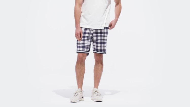 Adicross Shorts Xadrez De 8,5 Polegadas Branco Adidas