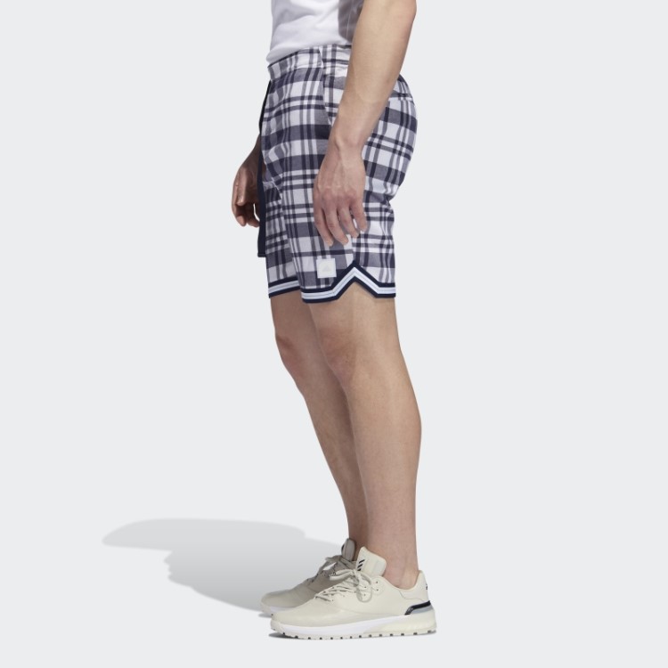 Adicross Shorts Xadrez De 8,5 Polegadas Branco Adidas