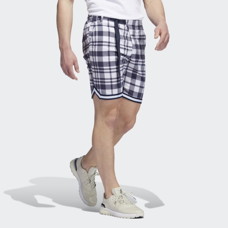 Adicross Shorts Xadrez De 8,5 Polegadas Branco Adidas