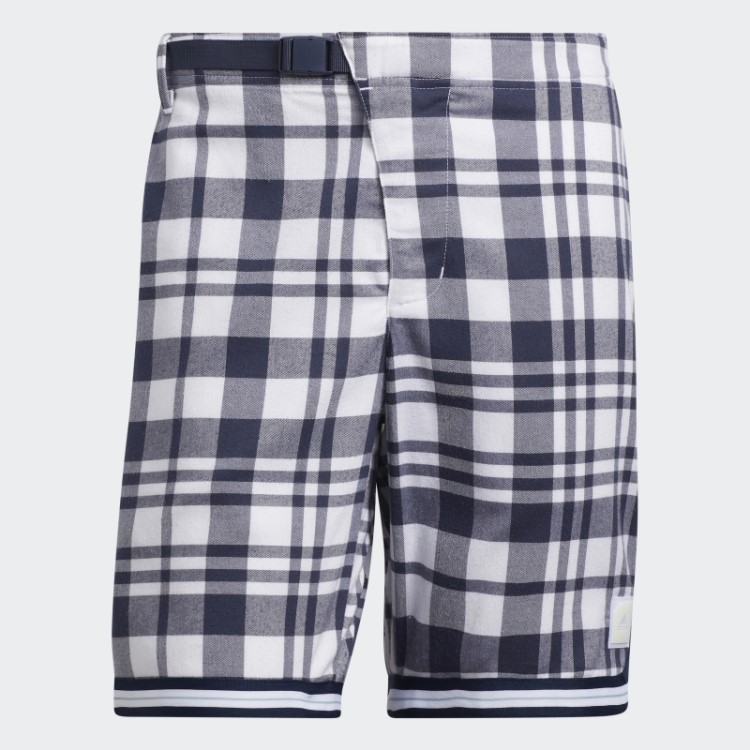 Adicross Shorts Xadrez De 8,5 Polegadas Branco Adidas