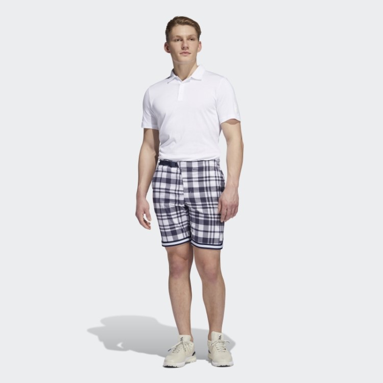 Adicross Shorts Xadrez De 8,5 Polegadas Branco Adidas