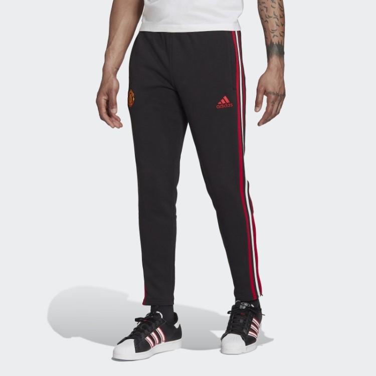 Calça De Treino Adidas Black Manchester United Dna Com As Três Listras