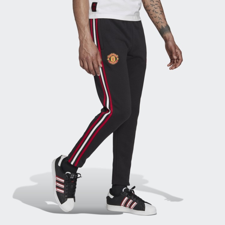 Calça De Treino Adidas Black Manchester United Dna Com As Três Listras