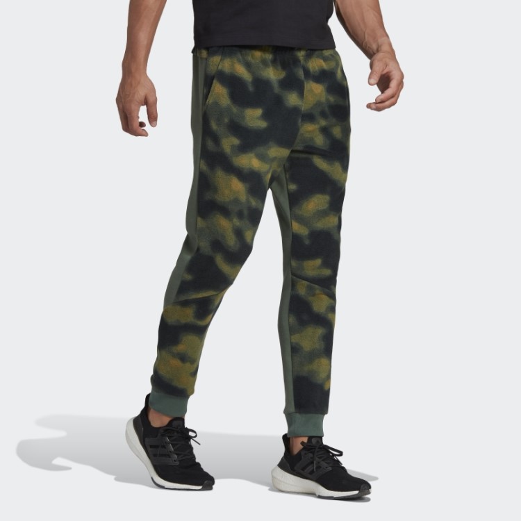 Calça De Lã Polar Verde Adidas Orbit Com Estampa Natural