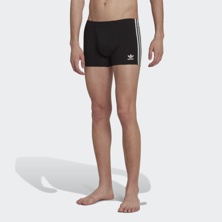 Cueca Baú Com As Três Listras Preta Comfort Flex De Algodão Adidas (3 Pares)