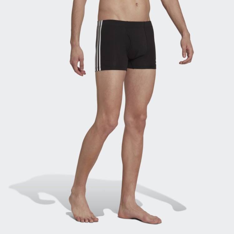 Cueca Baú Com As Três Listras Preta Comfort Flex De Algodão Adidas (3 Pares)