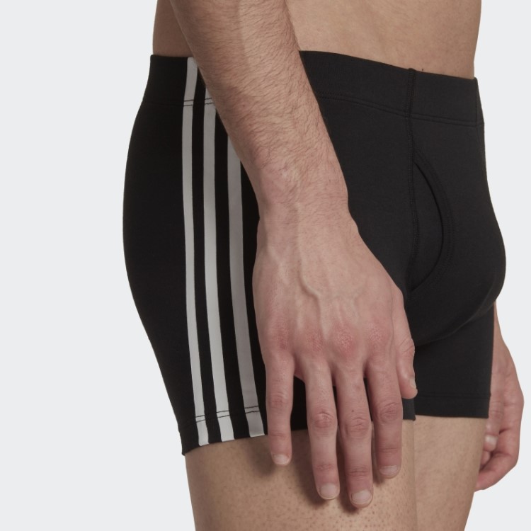 Cueca Baú Com As Três Listras Preta Comfort Flex De Algodão Adidas (3 Pares)