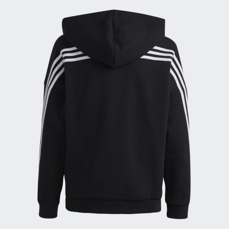 Top Preto Adidas Future Icons Com Capuz E Zíper Nas Três Listras