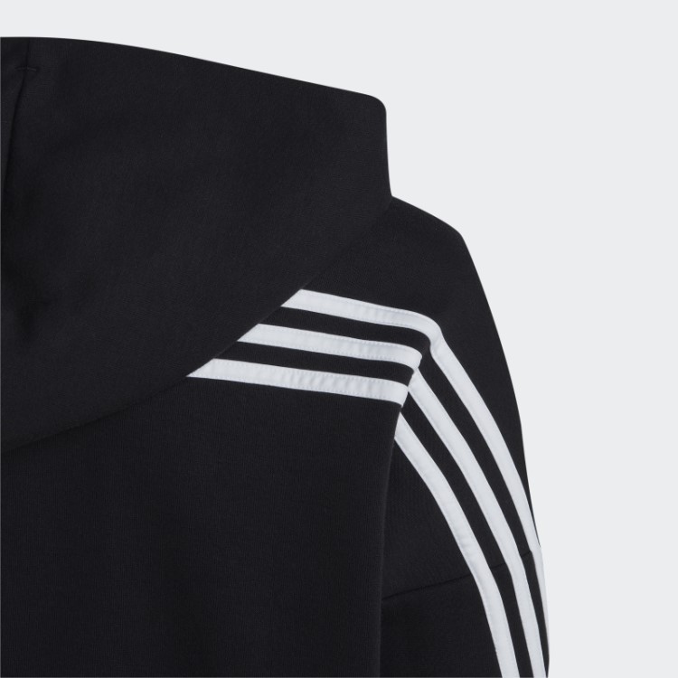 Top Preto Adidas Future Icons Com Capuz E Zíper Nas Três Listras