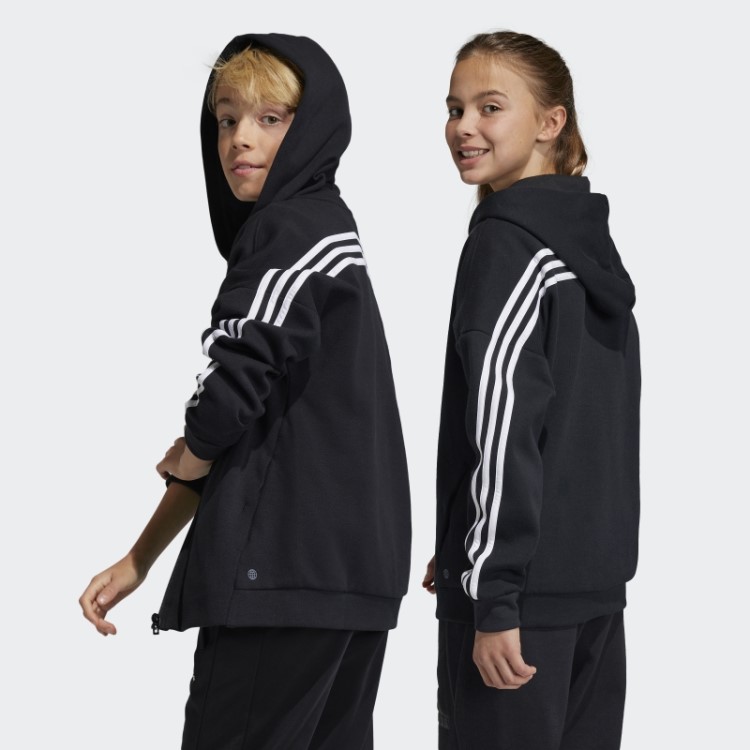 Future Icons 3 Listras Com Zíper Completo E Capuz Preto Adidas
