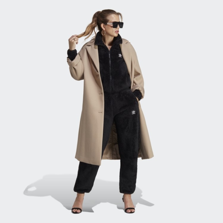 Adidas Essentials+ Fofo Teddy Slim Top Preto Com Zíper