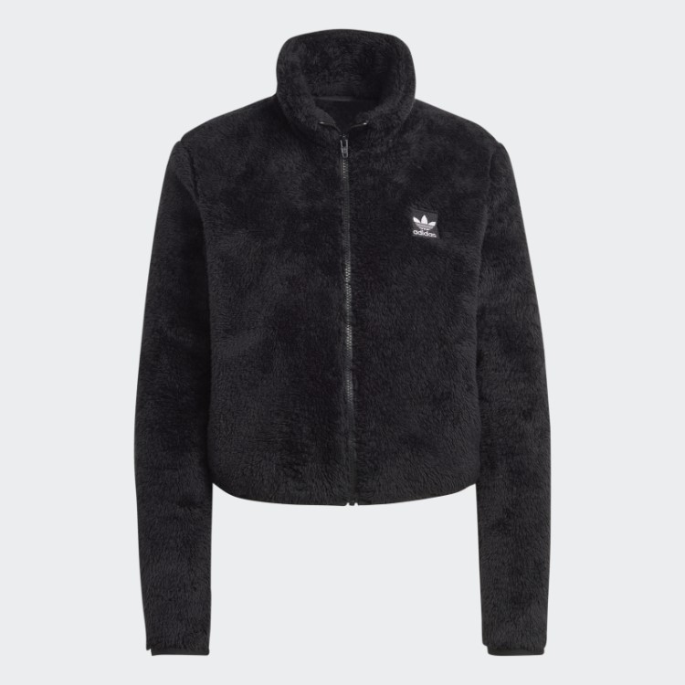 Adidas Black Essentials+ Soft Pelúcia Slim Top Com Zíper