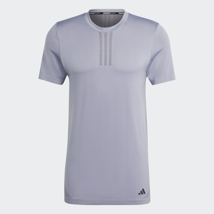 Adidas Aeroknit Yoga Base T-shirt Sem Costura Prata Violeta