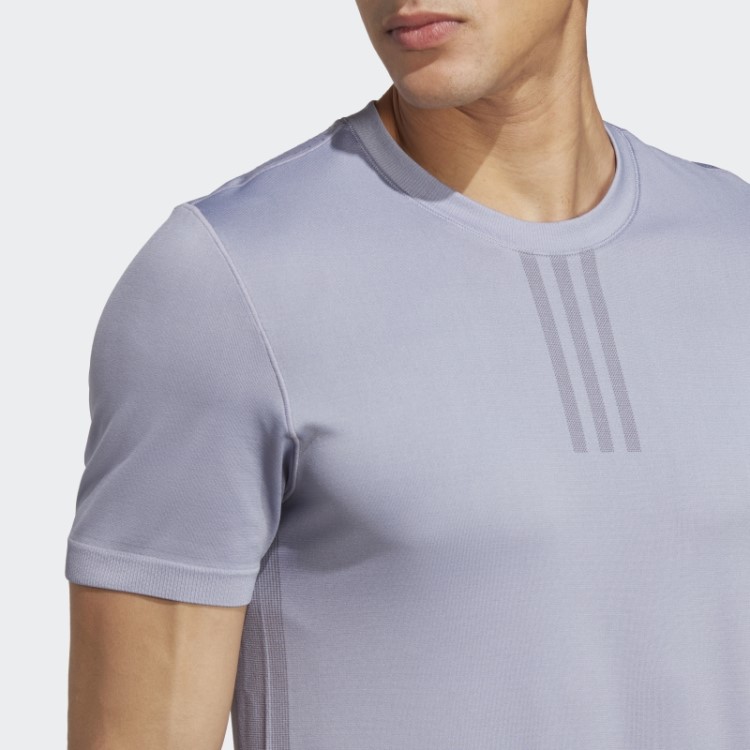 Adidas Aeroknit Yoga Base T-shirt Sem Costura Prata Violeta