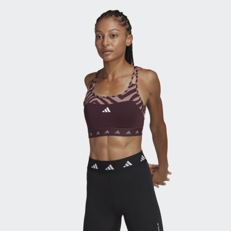 Sutiã Zebra De Suporte Médio Hyperglam Techfit Adidas Marrom