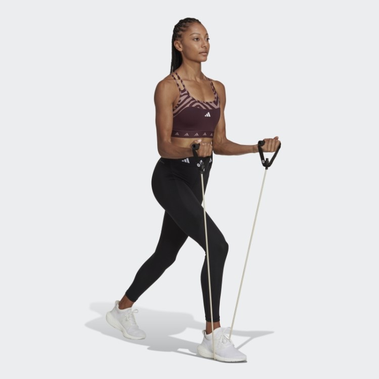 Sutiã Zebra De Suporte Médio Hyperglam Techfit Adidas Marrom
