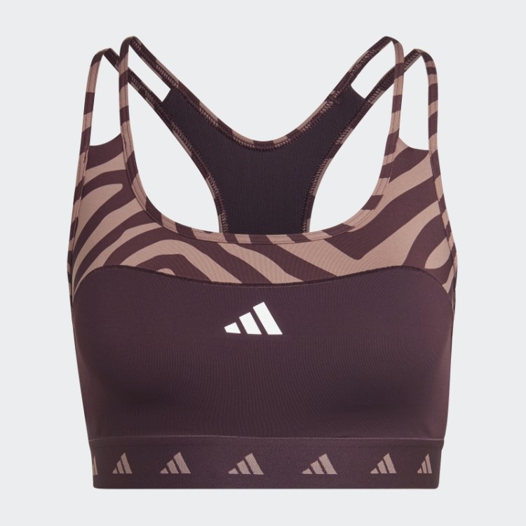 Sutiã Zebra De Suporte Médio Hyperglam Techfit Adidas Marrom